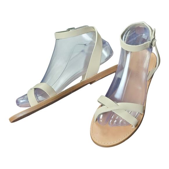 Madewell Boardwalk‎ Tan Leather Ankle Strap Flat Strappy Sandads Women's 7.5 US - Picture 5 of 10